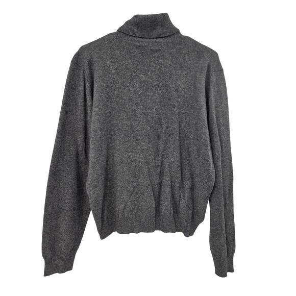 LARGE GRAY CASHMERE TWO PLY YARNS TURTLE NECK LONG SLEEVE SWEATER - Picture 2 of 4